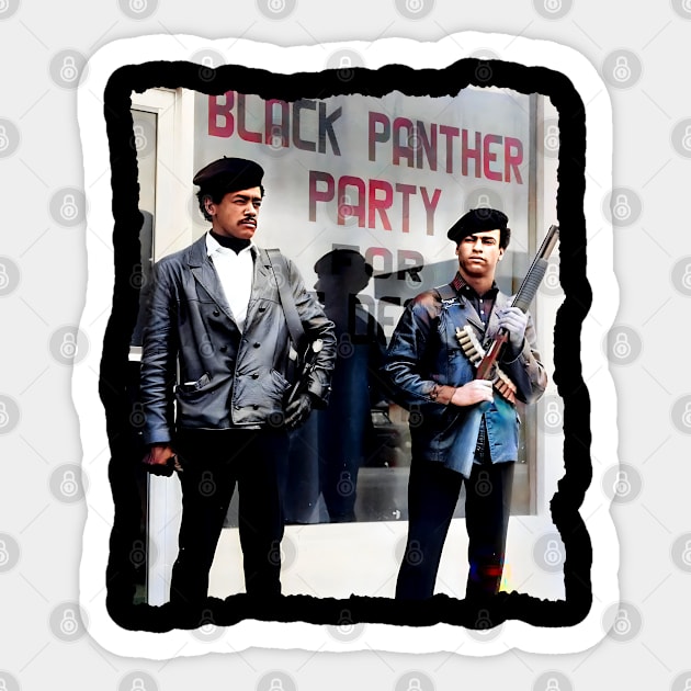 Bobby Seale and Huey Newton - Oakland California 1966 Black Panther Party Sticker by UrbanLifeApparel